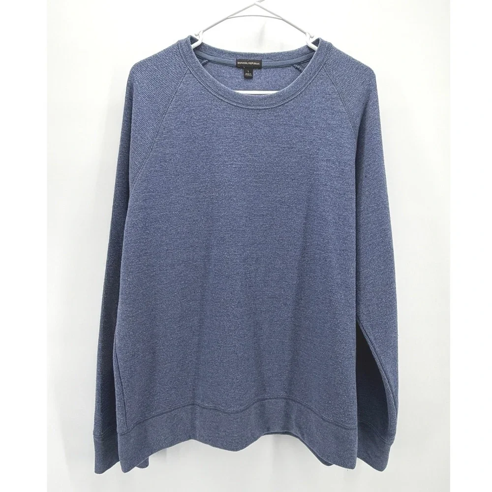 Banana Republic Sweatshirt Blue Crewneck Logo Pullover Outdoor Casual Men L EUC